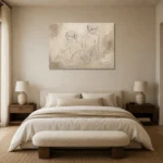 Twin Seated Figures Classical Nude Wall Art Canvas Print showcased in an elegant minimalist interior