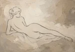 Reclining Draped Figure Classical Nude Wall Art Canvas Print