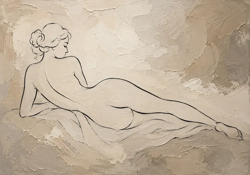 Reclining Draped Figure Classical Nude Wall Art Canvas Print