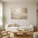 Reclining Draped Figure Classical Nude Wall Art Canvas Print styled in a refined neutral interior