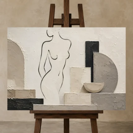 Geometric Torso Classical Nude Wall Art Canvas Print shown in Studio Easel