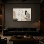 Geometric Torso Classical Nude Wall Art Canvas Print shown in a warm modern interior