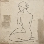 Seated Contour Figure Classical Nude Wall Art Canvas Print