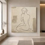 Seated Contour Figure Classical Nude Wall Art Canvas Print - Image 4