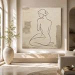 Seated Contour Figure Classical Nude Wall Art Canvas Print - Image 8