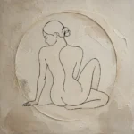 Circular Seated Line Figure Classical Nude Wall Art Canvas Print