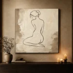 Kneeling Back Figure Classical Nude Wall Art Canvas Print - Image 6