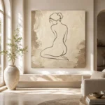 Kneeling Back Figure Classical Nude Wall Art Canvas Print - Image 8