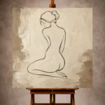 Kneeling Back Figure Classical Nude Wall Art Canvas Print - Image 10