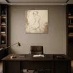 Kneeling Back Figure Classical Nude Wall Art Canvas Print displayed in a contemporary gallery-inspired room