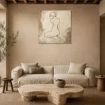 Kneeling Back Figure Classical Nude Wall Art Canvas Print presented in a sophisticated home setting