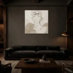 Draped Back Figure Classical Nude Wall Art Canvas Print shown in a warm modern interior