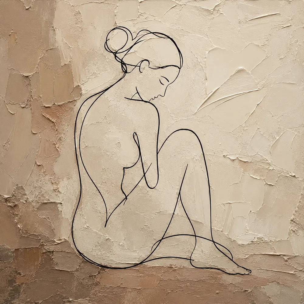 Seated Side Profile Classical Nude Wall Art Canvas Print