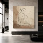 Seated Side Profile Classical Nude Wall Art Canvas Print - Image 3