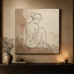 Seated Side Profile Classical Nude Wall Art Canvas Print - Image 6