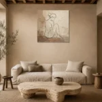 Seated Side Profile Classical Nude Wall Art Canvas Print presented in a sophisticated home setting