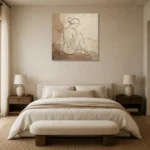 Seated Side Profile Classical Nude Wall Art Canvas Print showcased in an elegant minimalist interior