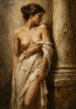 Renaissance Draped Figure Classical Nude Wall Art Canvas Print