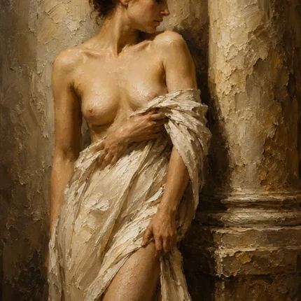 Renaissance Draped Figure Classical Nude Wall Art Canvas Print