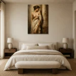 Renaissance Draped Figure Classical Nude Wall Art Canvas Print showcased in an elegant minimalist interior