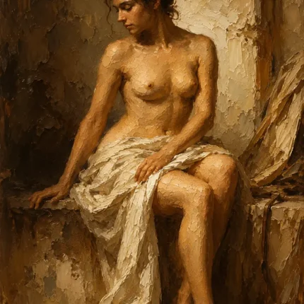 Seated Renaissance Figure Classical Nude Wall Art Canvas Print