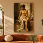 Seated Renaissance Figure Classical Nude Wall Art Canvas Print - Image 6