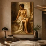 Seated Renaissance Figure Classical Nude Wall Art Canvas Print - Image 7