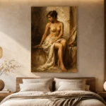 Seated Renaissance Figure Classical Nude Wall Art Canvas Print - Image 8