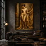 Golden Drapery Standing Figure Classical Nude Wall Art Canvas Print - Image 5