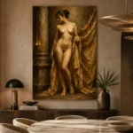 Golden Drapery Standing Figure Classical Nude Wall Art Canvas Print - Image 7