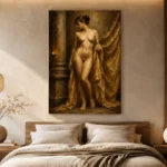 Golden Drapery Standing Figure Classical Nude Wall Art Canvas Print - Image 8