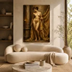Golden Drapery Standing Figure Classical Nude Wall Art Canvas Print - Image 9