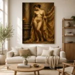 Golden Drapery Standing Figure Classical Nude Wall Art Canvas Print - Image 10