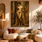 Golden Drapery Standing Figure Classical Nude Wall Art Canvas Print - Image 11