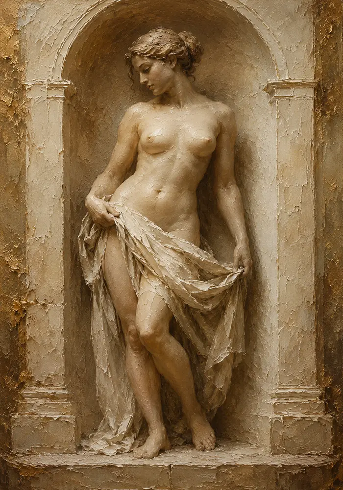 Arched Renaissance Figure Classical Nude Wall Art Canvas Print