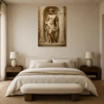 Arched Renaissance Figure Classical Nude Wall Art Canvas Print showcased in an elegant minimalist interior