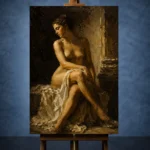 Shadowed Seated Figure Classical Nude Wall Art Canvas Print - Image 2