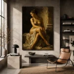Shadowed Seated Figure Classical Nude Wall Art Canvas Print - Image 3