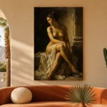 Shadowed Seated Figure Classical Nude Wall Art Canvas Print - Image 6