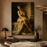 Shadowed Seated Figure Classical Nude Wall Art Canvas Print - Image 7