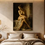 Shadowed Seated Figure Classical Nude Wall Art Canvas Print - Image 8