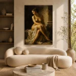Shadowed Seated Figure Classical Nude Wall Art Canvas Print - Image 9