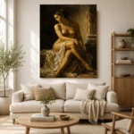 Shadowed Seated Figure Classical Nude Wall Art Canvas Print - Image 10