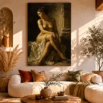 Shadowed Seated Figure Classical Nude Wall Art Canvas Print - Image 11