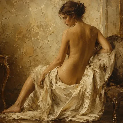 Gilded Chair Back Figure Classical Nude Wall Art Canvas Print