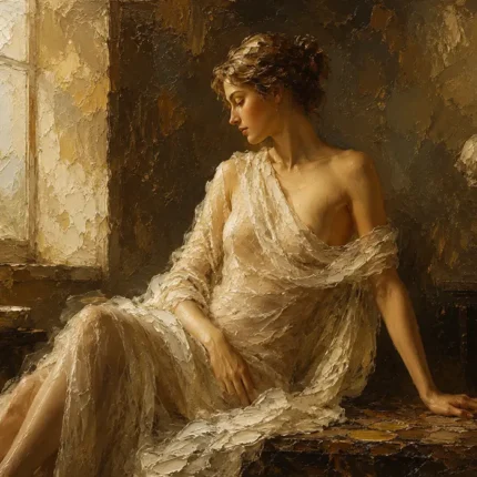 Window Lit Renaissance Muse Classical Nude Wall Art Canvas Print