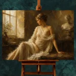 Window Lit Renaissance Muse Classical Nude Wall Art Canvas Print - Image 2