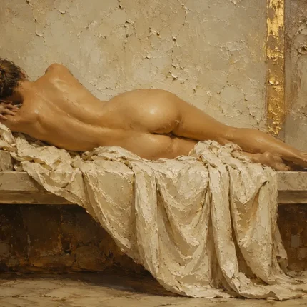 Reclining Back Figure Classical Nude Wall Art Canvas Print