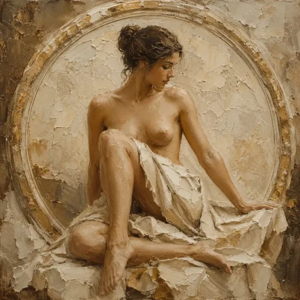 Circular Arch Seated Figure Classical Nude Wall Art Canvas Print