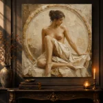 Circular Arch Seated Figure Classical Nude Wall Art Canvas Print - Image 2